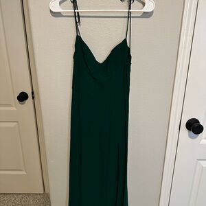 Reformation emerald green dress with slit, never worn, tags still on